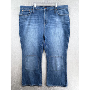 Madewell Jeans Women 37 48x26" Blue Cali Demi Boot Farrah Wash Knee Patch L4387